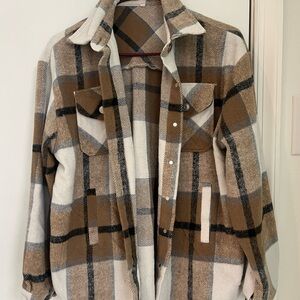 Amazon Plaid Jacket in Brown and Cream